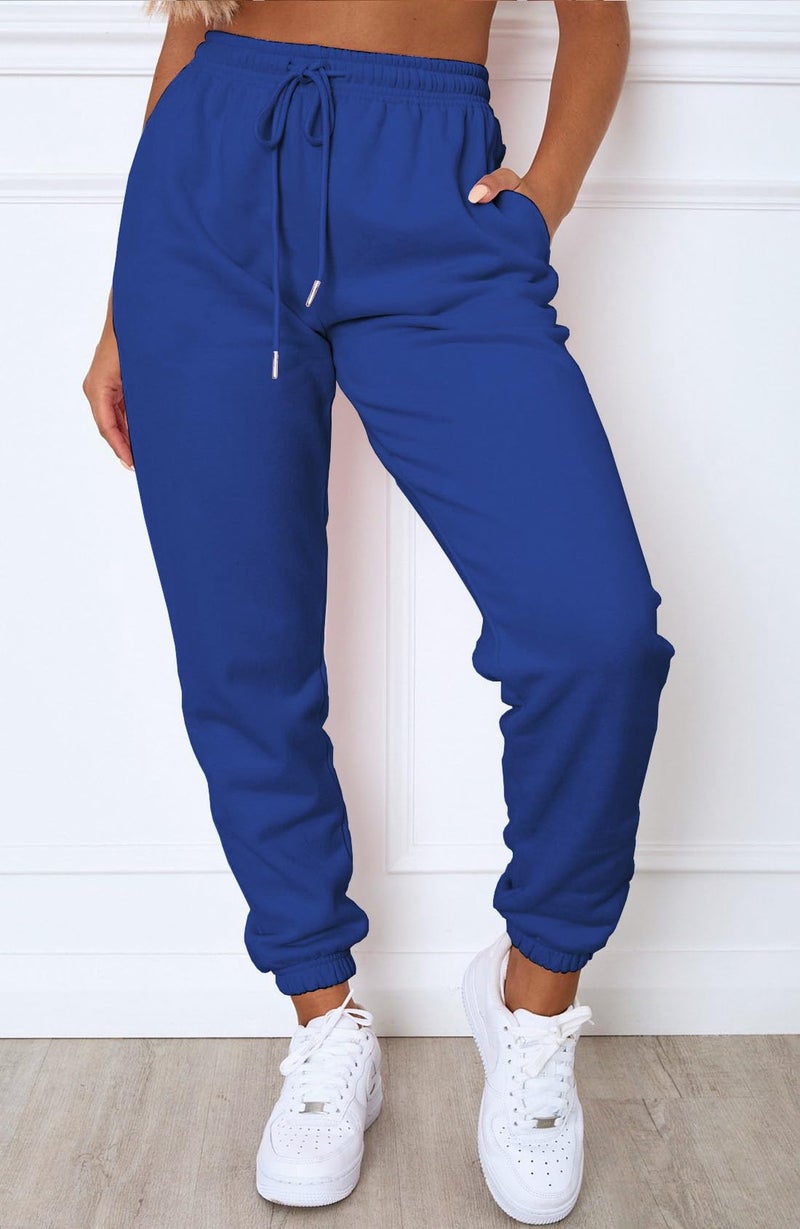 Waitfairy Sweatpants Women - Joggers for Women High Waist Baggy Sweat Pants for Womens Joggers with Pockets Blue M - Image 2