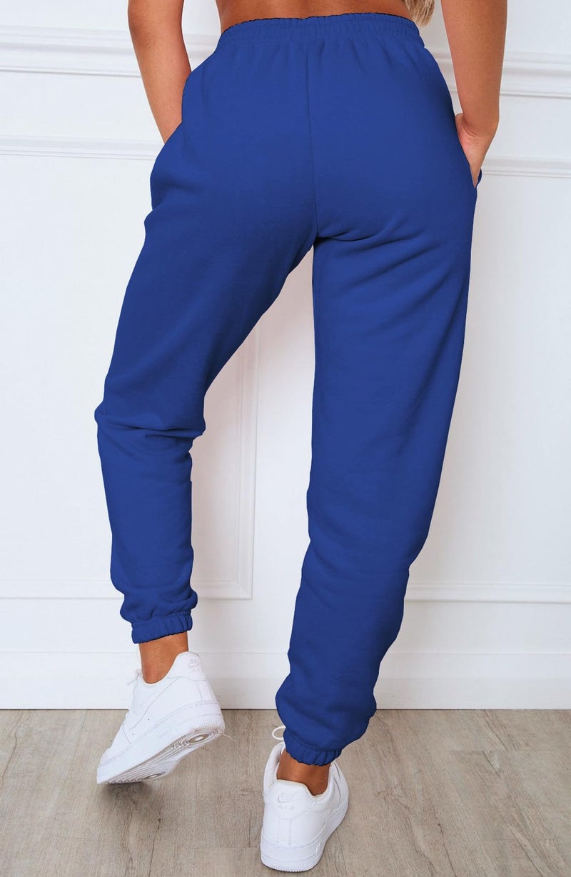 Waitfairy Sweatpants Women - Joggers for Women High Waist Baggy Sweat Pants for Womens Joggers with Pockets Blue M - Image 3