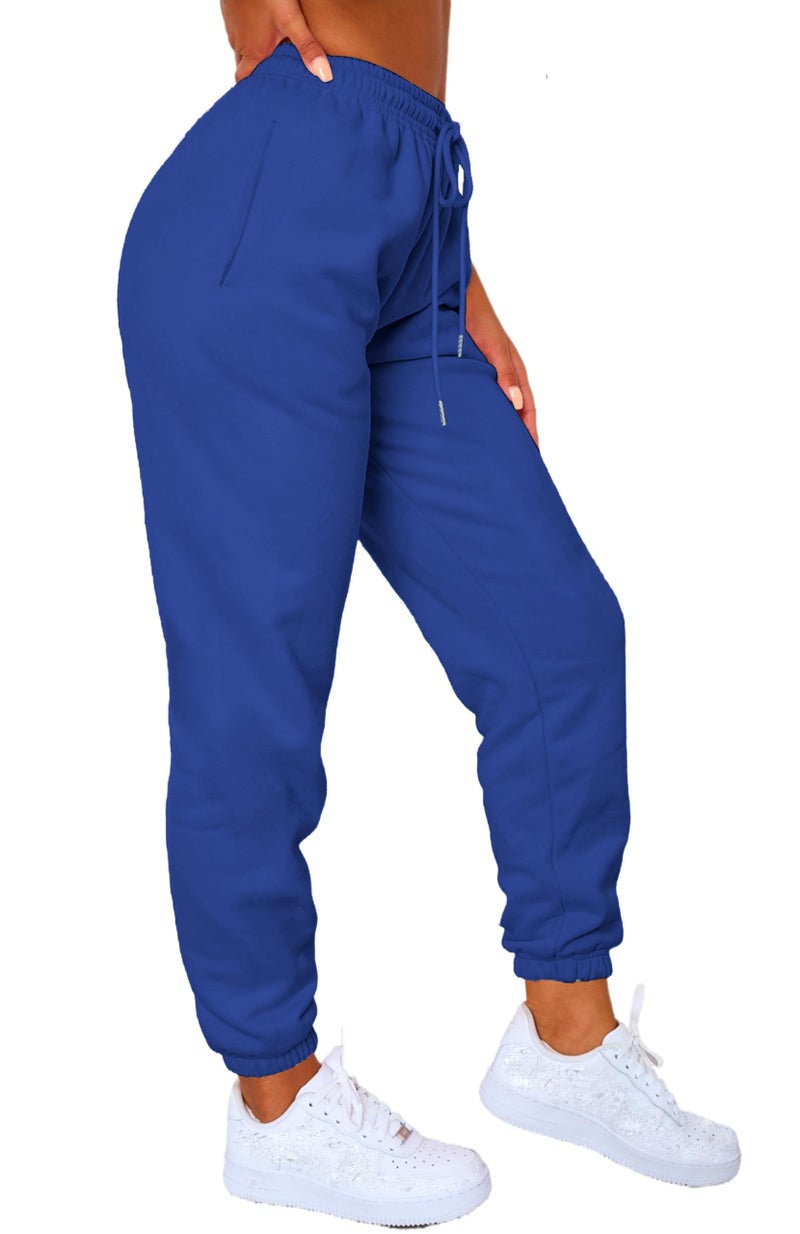 Waitfairy Sweatpants Women - Joggers for Women High Waist Baggy Sweat Pants for Womens Joggers with Pockets Blue M - Image 1