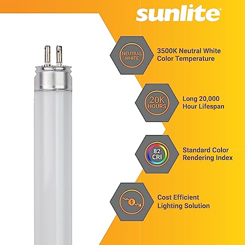 Sunlite 30305 F14T5/835 2 Foot T5 Linear Fluorescent Lamp, 14 Watts, 1200 Lumens, 3500K Neutral White, Miniature G5 Bi-Pin Base, ROHS Compliant, High Performance Straight Tube, 40 Pack - Image 3