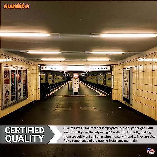 Sunlite 30305 F14T5/835 2 Foot T5 Linear Fluorescent Lamp, 14 Watts, 1200 Lumens, 3500K Neutral White, Miniature G5 Bi-Pin Base, ROHS Compliant, High Performance Straight Tube, 40 Pack - Image 4