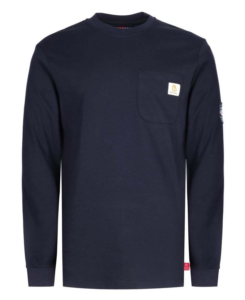 BOCOMAL FR Shirts Flame Resistant Shirt 100 Cotton NFPA2112 7oz Navy Mens FR T Shirt
