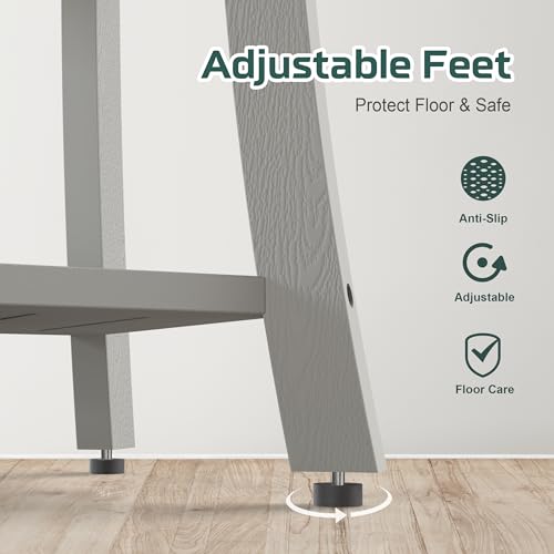 BEKVEM Waterproof Shower Benches for Inside Shower, Poly Lumber Shower Stool with Storage Shelf & Adjustable Feet, SPA Bathroom Seat Chair for Shaving Legs, Indoor or Outdoor Use, Grey - Image 5