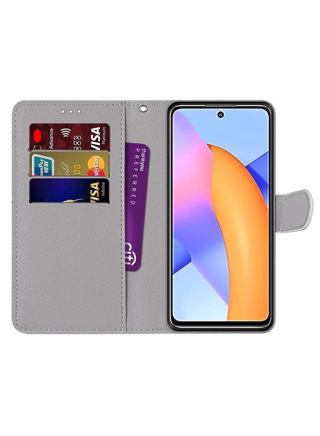 اس-توب جراب لهاتف Honor 10X Lite، مصنوع من جلد البولي يوريثان بتصميم متقاطع ملون، مع حامل وفتحات للبطاقات ومحفظة وحبل تعليق - Image 3