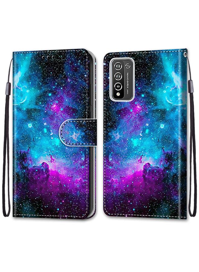 اس-توب جراب لهاتف Honor 10X Lite، مصنوع من جلد البولي يوريثان بتصميم متقاطع ملون، مع حامل وفتحات للبطاقات ومحفظة وحبل تعليق - Image 2