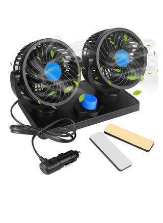 Car Fan with Summer Cooling Air Circulator for 360 Degree Rotatable 12 Volt 2 Speed Dual Head Cool - pzsku/ZFBF94A7AB22D43A05E90Z/45/_/1683253008/31a32eab-df90-4139-8599-44a56e3e759a
