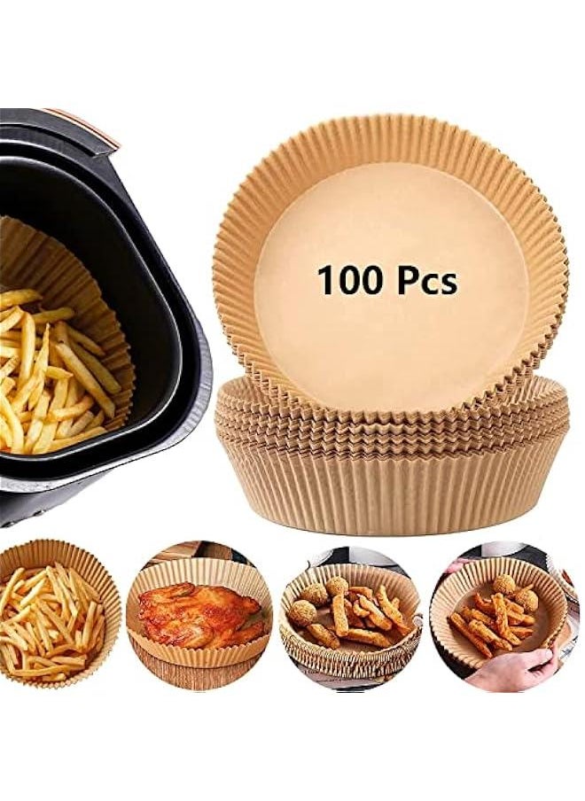 HOOKOR Air Fryer Paper Liners, 100PCS Non-stick Disposable Parchment Sheets for Baking, Food Grade Liner for Baking Roasting Microwave,8inch (Round)  - Image 1