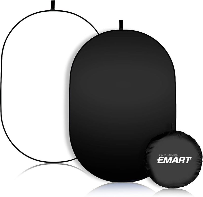 EMART 2-in-1 Collapsible Background Panel 5ft x 6.5ft, Black And White Full Cotton Photography Backdrop with Carrying Case for Photo Video Studio - Image 1