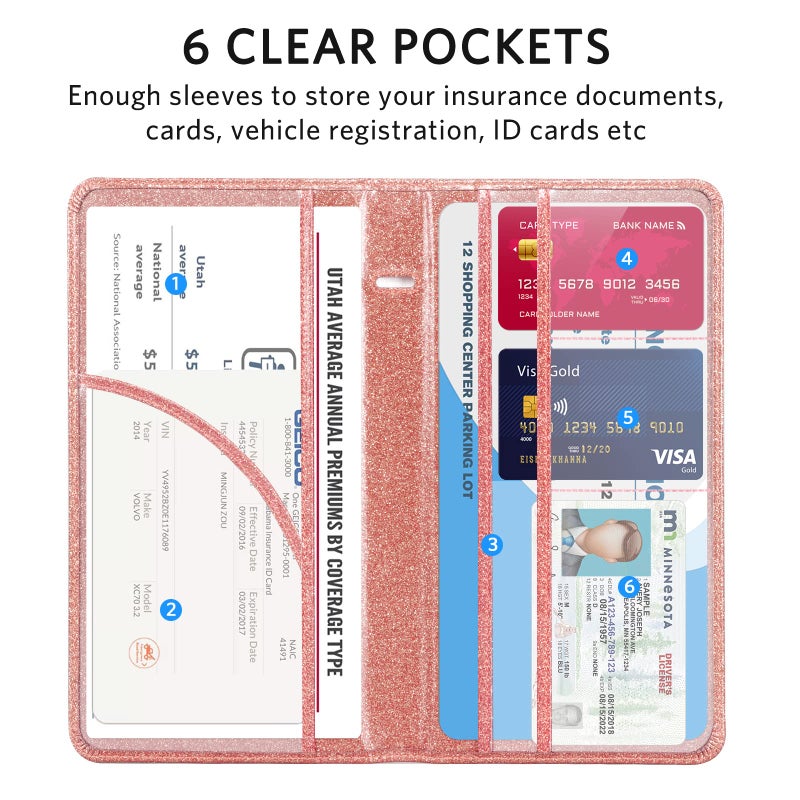 CoBak Car Registration and Insurance Holder - Vehicle Glove Box Car Organizer,Auto Truck Comparment Accessories Case with Magnetic Closure for Essential Document,Driver License,Cards - Image 2
