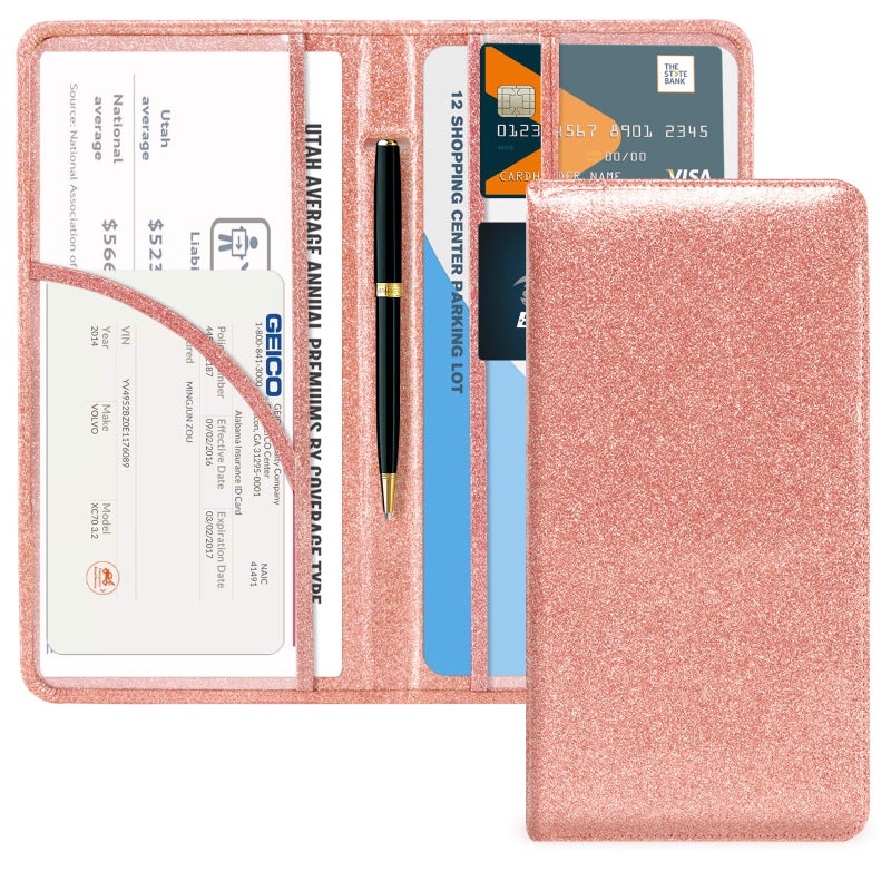 CoBak Car Registration and Insurance Holder - Vehicle Glove Box Car Organizer,Auto Truck Comparment Accessories Case with Magnetic Closure for Essential Document,Driver License,Cards - Image 1