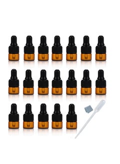 ELFENSTALL 50pcs 1ml (1/4 Dram) Amber Mini Glass Bottle 1cc Amber Sample Vial Small Essential Oil Bottle with Glass Eye Dropper + 1pc Glass Clean Cloth + 1pc 1ml dropper 