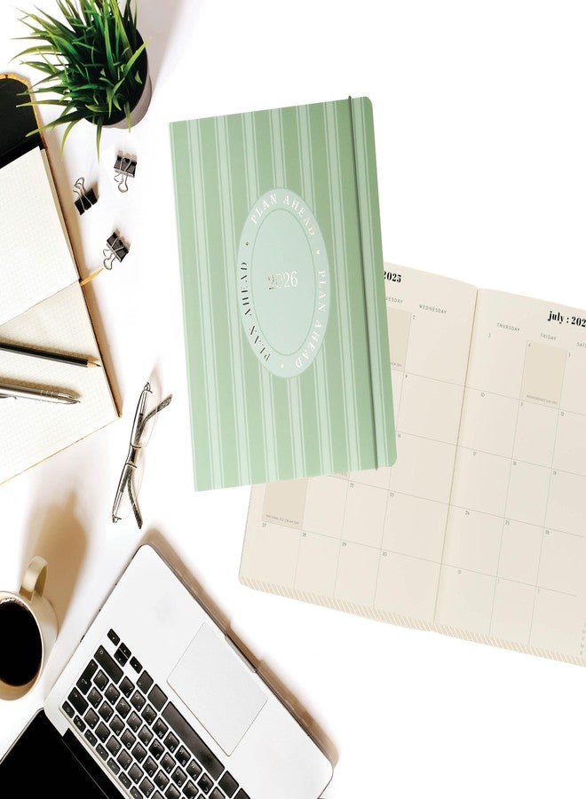 Graphique 18 Month Planner/Calendar by Graphique, July 2025 - Dec. 2026 Green Stripes Monthly Planner, Holidays, Notes Pages, 8” x 10” - Image 5