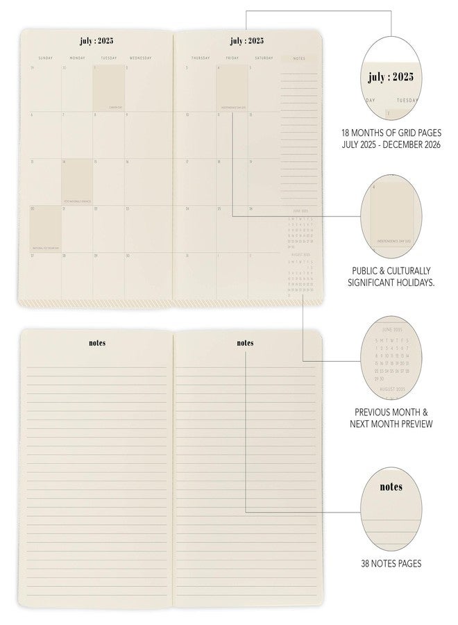 Graphique 18 Month Planner/Calendar by Graphique, July 2025 - Dec. 2026 Green Stripes Monthly Planner, Holidays, Notes Pages, 8” x 10” - Image 4