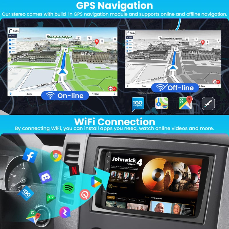 electrosmart Android 13 Car Stereo Radio fit for Mercedes Benz Sprinter 2006-2017 | 9" Touch Screen Car Radio Multimedia Player w/Wireless Carplay & Android Auto WiFi Bluetooth Navigation Backup Camera,[4GB+64GB] - Image 4