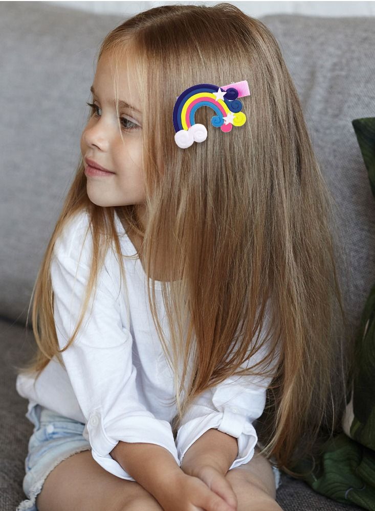 CATANES 6 Packs For Hair Clips Cloud Ornaments Colourful Flatback Polymer Rainbow Cloud Clips - Image 3