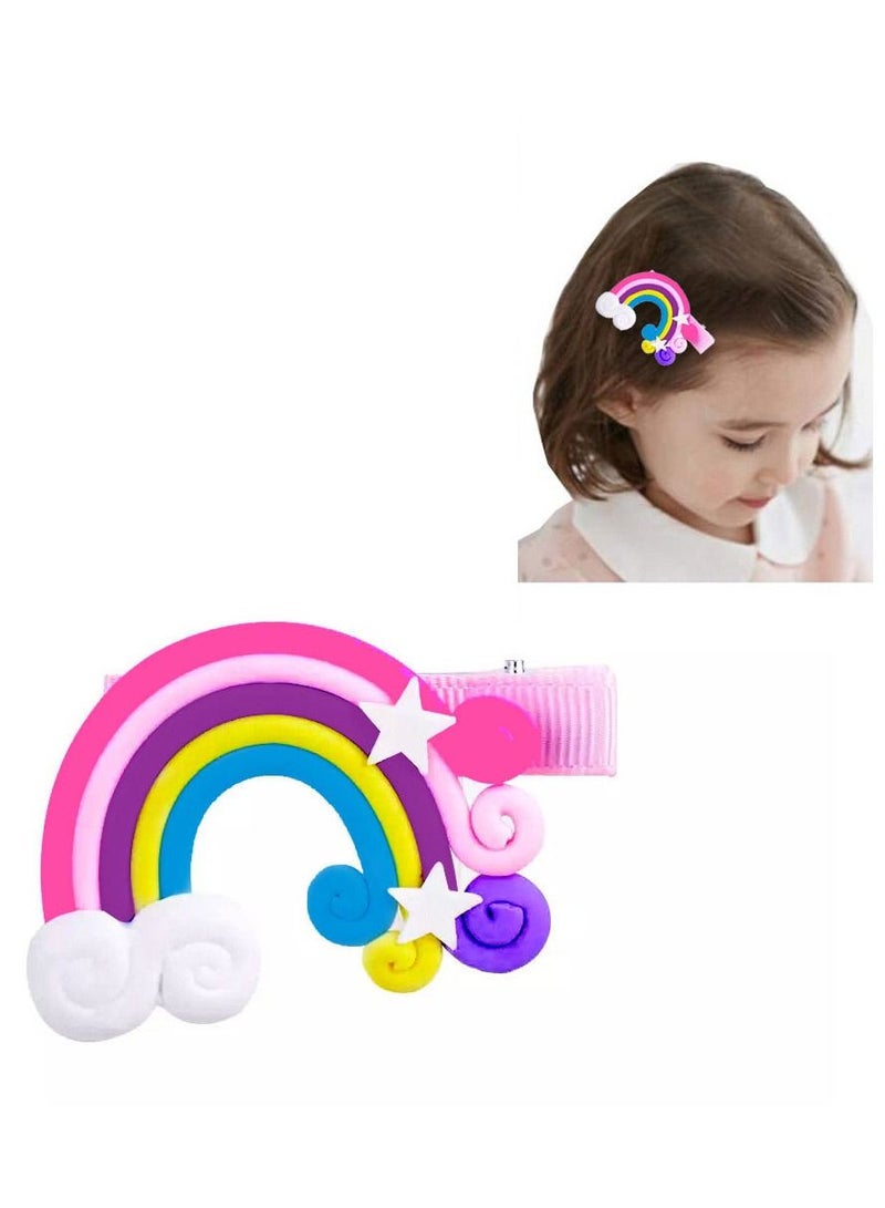 CATANES 6 Packs For Hair Clips Cloud Ornaments Colourful Flatback Polymer Rainbow Cloud Clips - Image 5