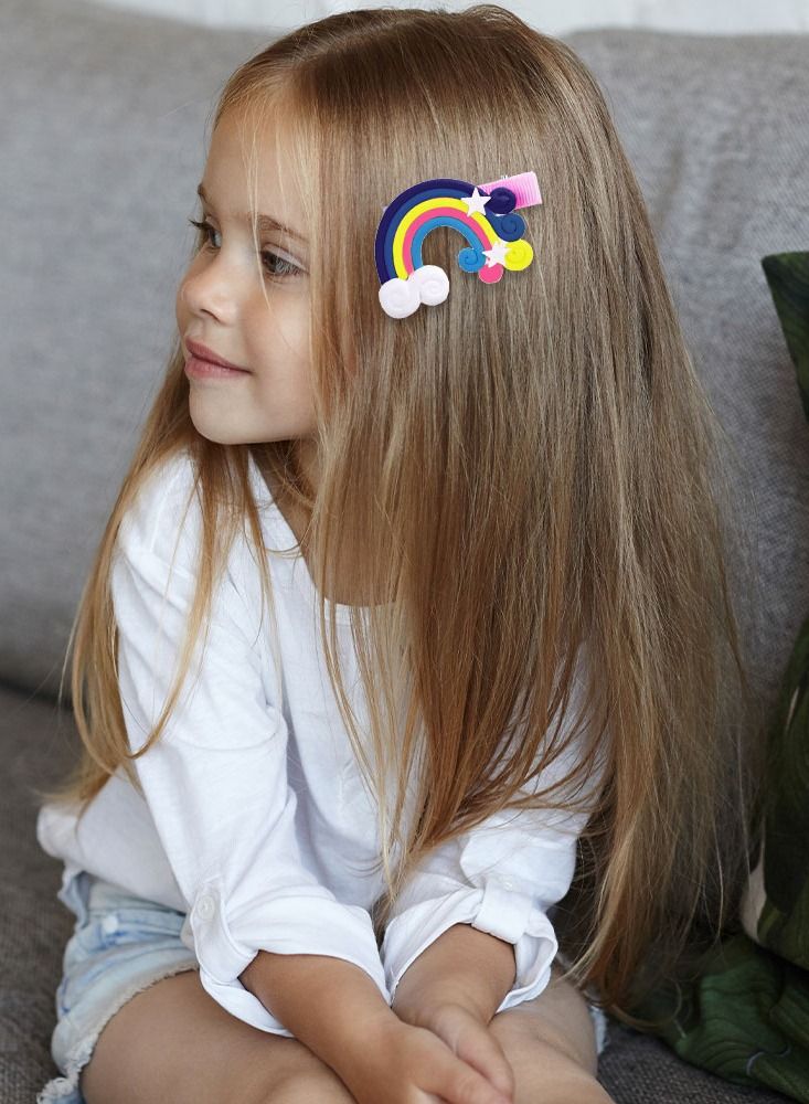 CATANES 6 Packs For Hair Clips Cloud Ornaments Colourful Flatback Polymer Rainbow Cloud Clips - Image 2