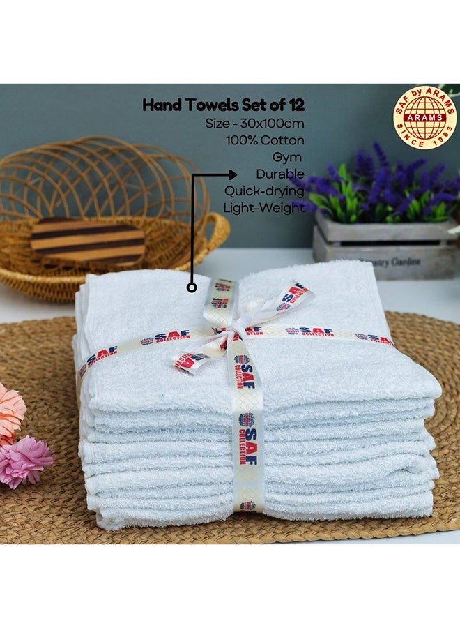 SAF by ARAMS 12-Piece White Cotton Gym Towel Set - 30 X 100  CM, 400 Gsm, Ultra-Absorbent & Durable  - Image 1