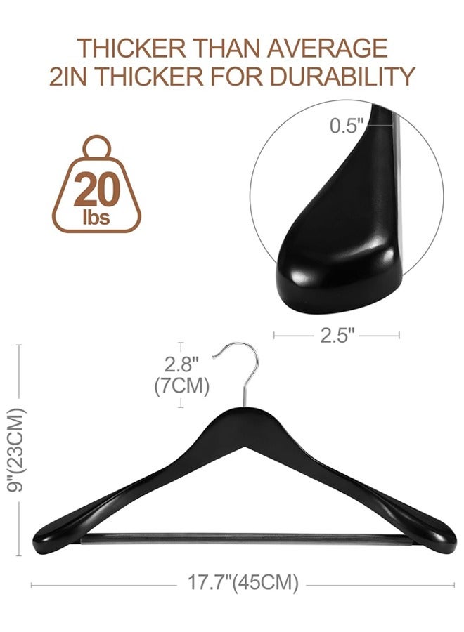 DUNISO 4-Pack High-Grade Solid Wood Coat Hangers for Women, Wide Shoulder Wooden Hangers, Suit Hangers with Non-Slip Pants Bar, Smooth Finish 360°Swivel Hook for Dress, Heavy Clothes Hangers，Black  - Image 2