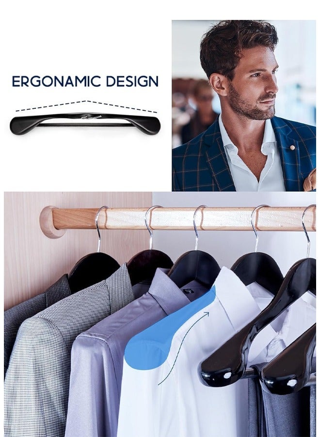 DUNISO 4-Pack High-Grade Solid Wood Coat Hangers for Women, Wide Shoulder Wooden Hangers, Suit Hangers with Non-Slip Pants Bar, Smooth Finish 360°Swivel Hook for Dress, Heavy Clothes Hangers，Black  - Image 4