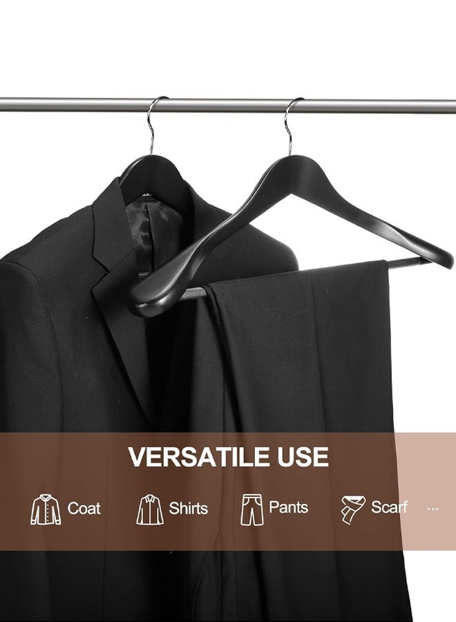 DUNISO 4-Pack High-Grade Solid Wood Coat Hangers for Women, Wide Shoulder Wooden Hangers, Suit Hangers with Non-Slip Pants Bar, Smooth Finish 360°Swivel Hook for Dress, Heavy Clothes Hangers，Black  - Image 5