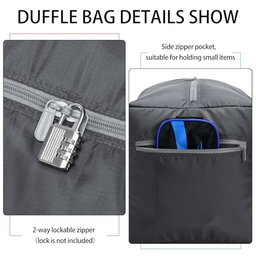 iFARADAY Foldable Duffel Bag 30" / 75L Lightweight with Water Rresistant for Travel-Grey - Image 2