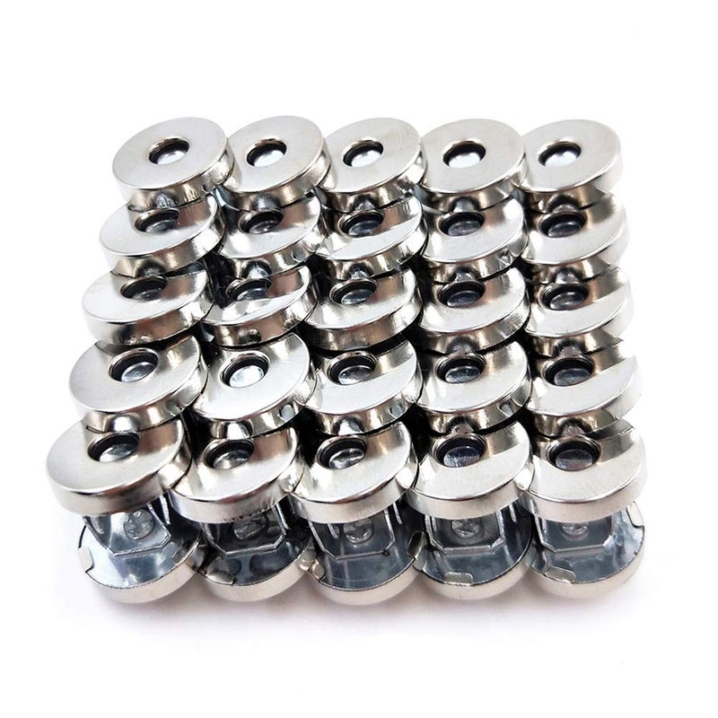 50 Sets Silver Tone Magnetic Purse Snap Clasps ButtonGreat for Closure Purse Handbag Clothes Sewing Craft No Tools Required 14mm