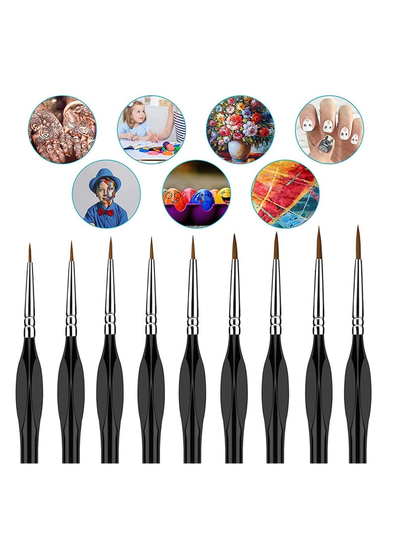 Generic Detail Paint Brush Set, Detail Paint Brushe for Fine Detailing  Art Painting, Fine Miniature Brushes, Detailing Painting Brush for Watercolor, Oil, Face, Nails, Line Drawing, 9PCS Black  - Image 1