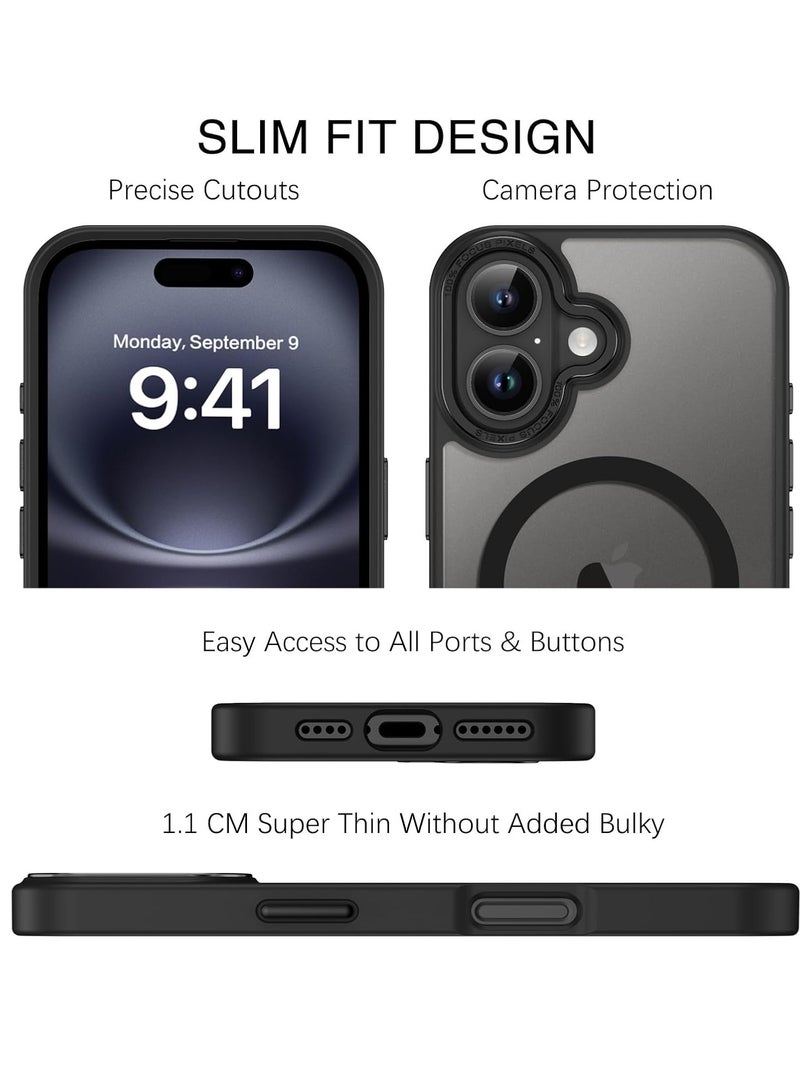 Concretization iPhone 16 Plus MagSafe Case Magnetic Back Cover,【Full Shockproof Protection】Translucent Matte Back, Slim Phone Cover with Strong Magnet for Apple 16 Plus (2024)(Black) - Image 4