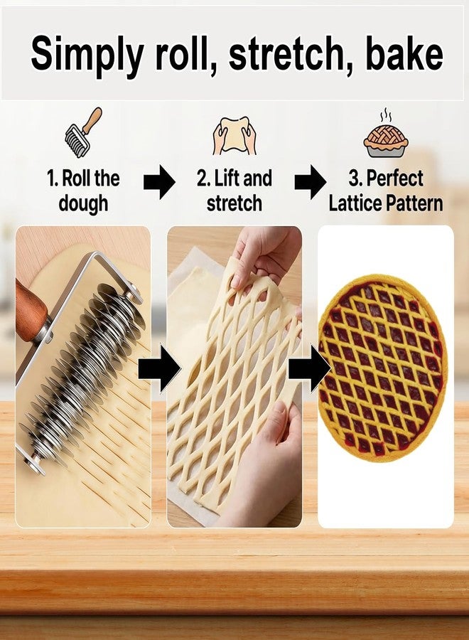 Patravious Pastry Lattice Roller Cutter,Stainless Steel Pie & Pizza Pastry Roller maker for Pastry Dough,Pizza Bread and Beef Wellington,Pie Crust Cutter for Even Decorative Crusts,Baking Gift for Home Bakers - Image 2