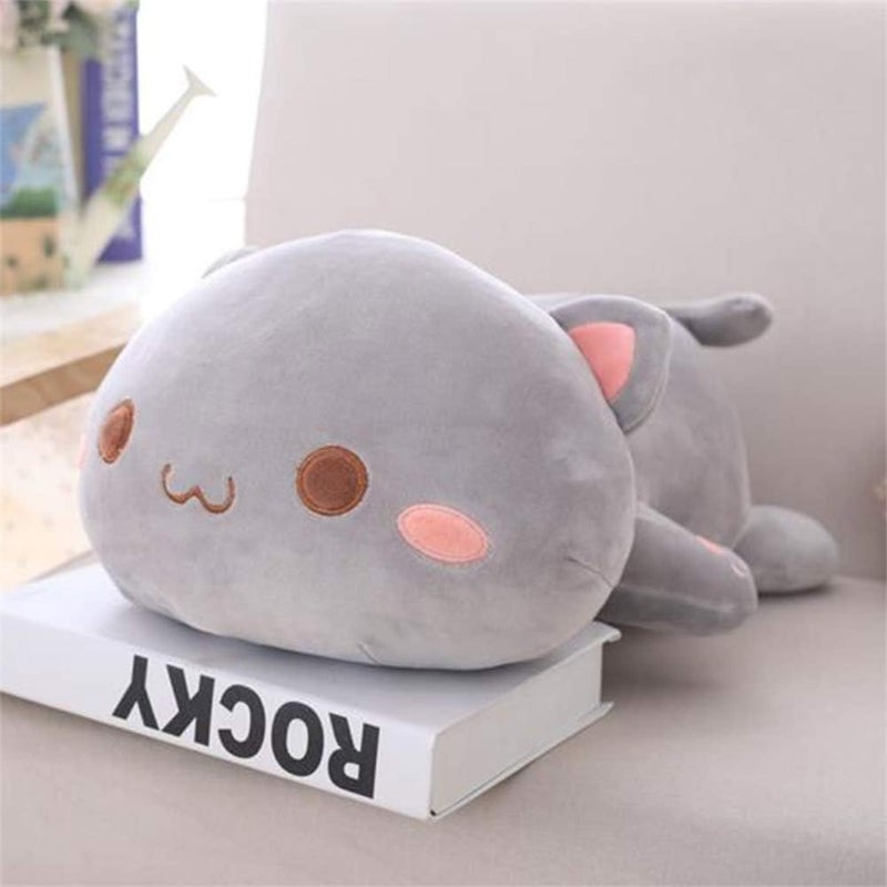 OUKEYI Cute Kitten Plush Toy Stuffed Animal Pet Kitty Soft Anime Cat Plush Pillow, Plush Cat Doll Soft Stuffed Kitten Pillow Doll Toyfor Kids (Gray) - Image 4