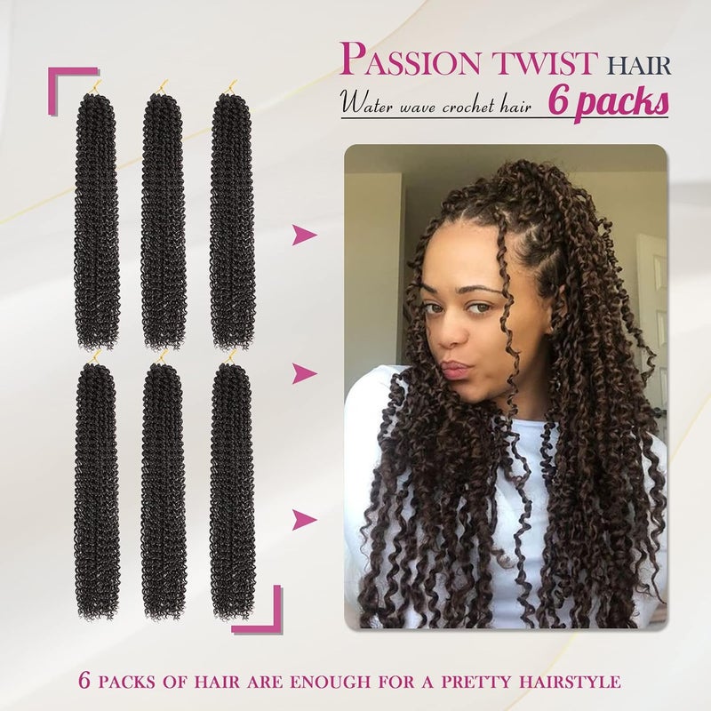Dansama 6 Packs Passion Twist Hair Water Wave Braiding Hair for Butterfly Style Crochet Braids Bohemian Hair Extensions (24inch, #4, Economy Pack) - Image 2