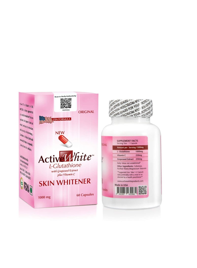 Active White L-Glutathione Skin Whitener – Powerful Formula with Vitamin C and Grapeseed Extract - Image 2