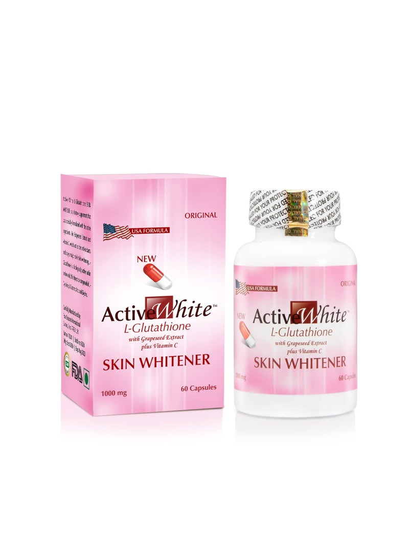 Active White L-Glutathione Skin Whitener – Powerful Formula with Vitamin C and Grapeseed Extract - Image 1