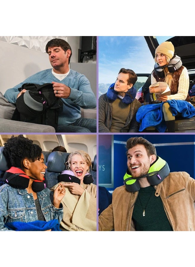 Cabeau - The Neck's Evolution S3 Memory Foam Pillow | Chin & Neck Support, Keeps Mouth Closed, No Head Tilt, Comfiest, AirFlow Design & Seat Strap System, for Travel & Home, Washable Cover - Blue - Image 1