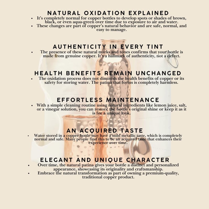 Kitchen Science Authentic Ayurvedic Copper Water Bottle (34oz/1000 ml) w/Copper Tumbler for Drinking Water, Carrying Bag & Deco Sleeve | Lab-Tested, Leak-Proof - Image 2