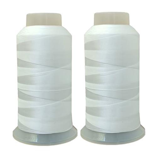 FUMAO Polyester Thread Heavy Duty Bonded UV Resistant Outdoor Thread #69 T70 Size 210D/3Ply for Marine Upholstery, Leather, Sewing Crafts, 3000Yards Pack of 2 (White) - Image 1