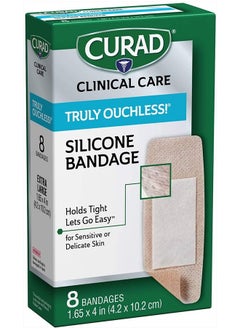 CURAD Truly Ouchless Extra Large Silicone Bandages, Flexible Fabric, 8 count  - Image 1