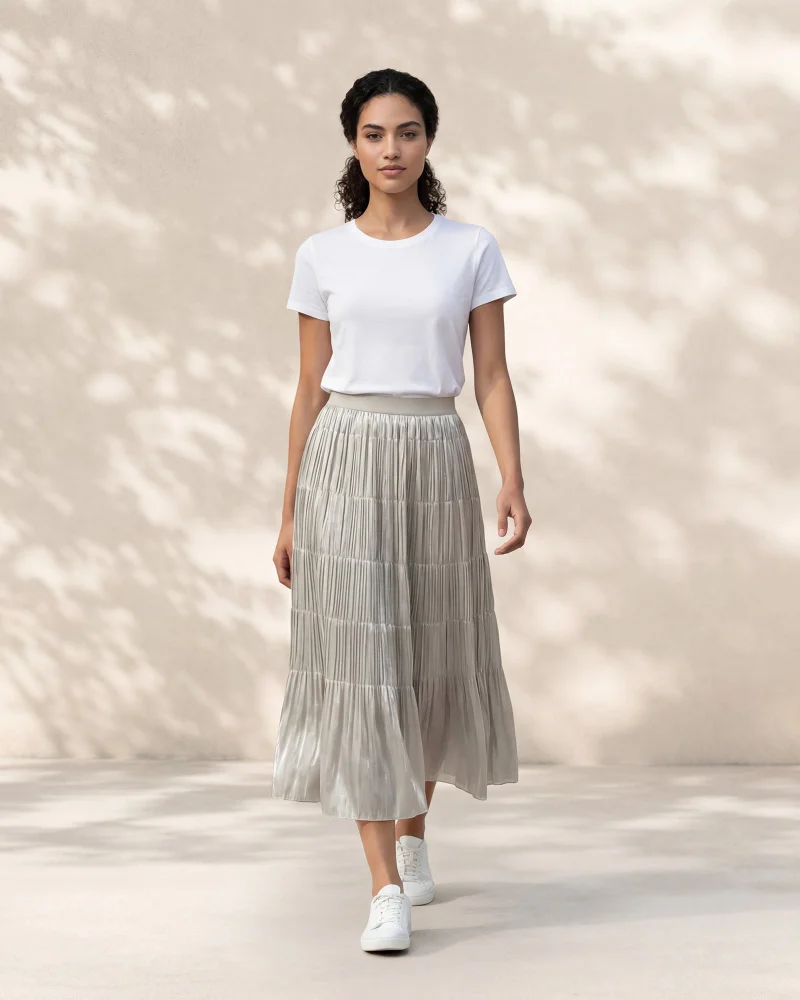 Redtag Women Grey Plain Skirt