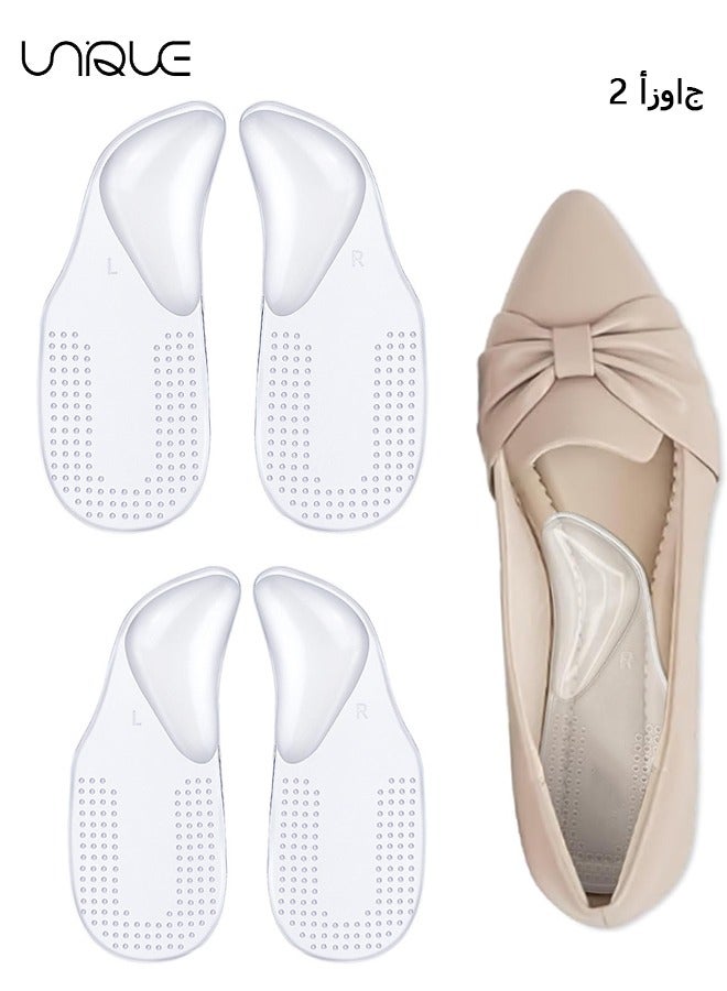 Unique 2 Pairs Arch Support Shoe Inserts for Plantar Fasciitis Relief, Self-Adhesive Arch Pads Heel Cushion for Flats, Heel Pain, Gel Arch Insoles for Men and Women (S+L, Transparent)  - Image 1