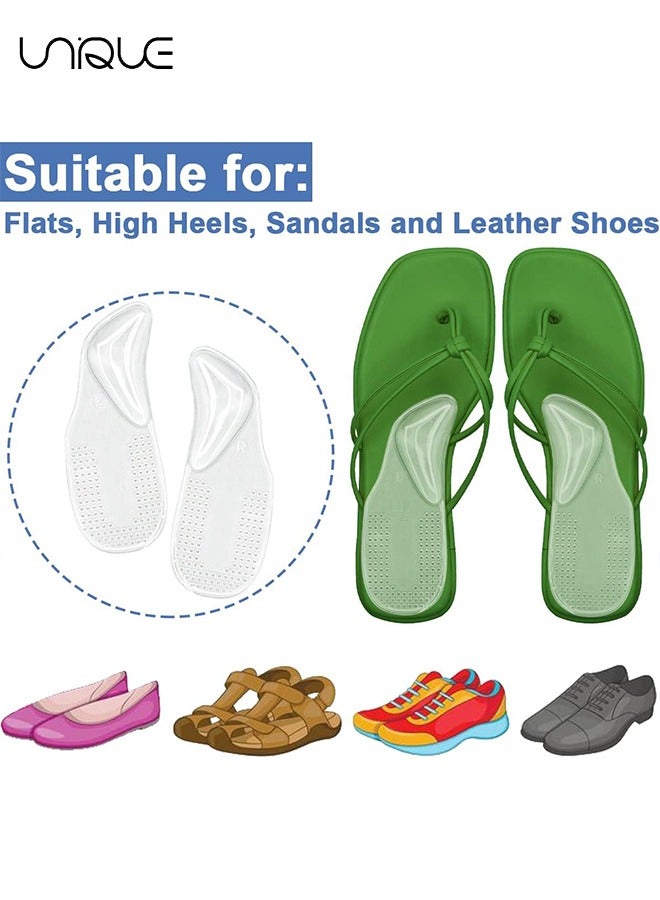 Unique 2 Pairs Arch Support Shoe Inserts for Plantar Fasciitis Relief, Self-Adhesive Arch Pads Heel Cushion for Flats, Heel Pain, Gel Arch Insoles for Men and Women (S+L, Transparent)  - Image 5