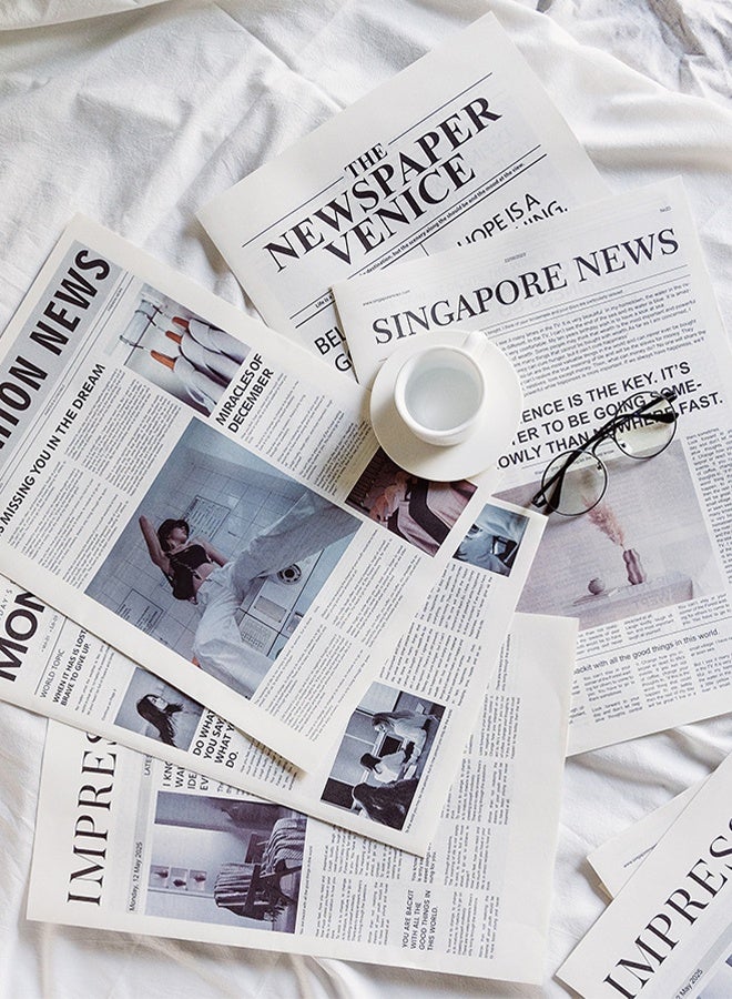 Lemon 5pcs English Newspaper Photography Props, Fashion Clothing Home Decor, Food Photography Background Props, Flower Wrapping Paper Atmosphere Decoration - Image 5