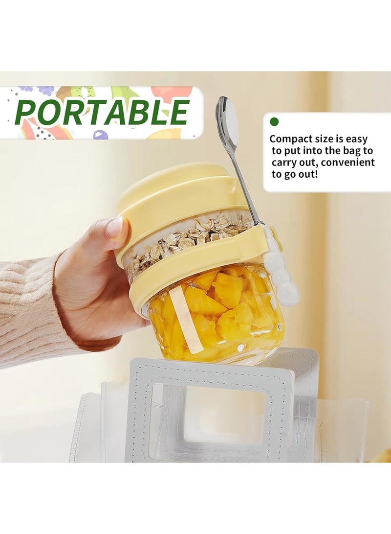 SYOSI Overnight Oats Jars Glass, Meal Prep Preserving Jars With Spoon And Airtight Lids, Reusable Food Storage Containers For Oatmeal Yogurt Salad Pudding Jam Desserts, 440ml Capacity, 2 Pcs - Image 4