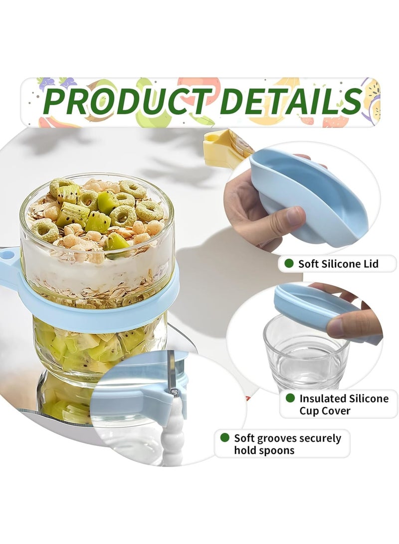 SYOSI Overnight Oats Jars Glass, Meal Prep Preserving Jars With Spoon And Airtight Lids, Reusable Food Storage Containers For Oatmeal Yogurt Salad Pudding Jam Desserts, 440ml Capacity, 2 Pcs - Image 3