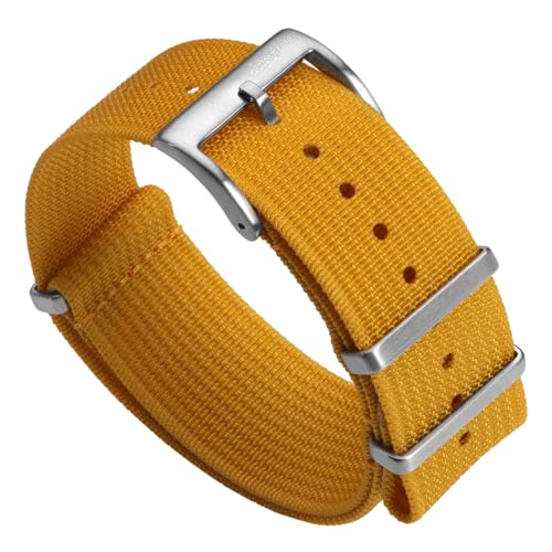 WatchGecko Ridge Military Nylon Watch Strap. Yellow 20mm. Rugged, Quick-Drying and Secure Replacement Wristwatch Strap for Outdoor Activities. - Image 1