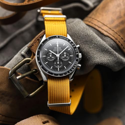WatchGecko Ridge Military Nylon Watch Strap. Yellow 20mm. Rugged, Quick-Drying and Secure Replacement Wristwatch Strap for Outdoor Activities. - Image 5