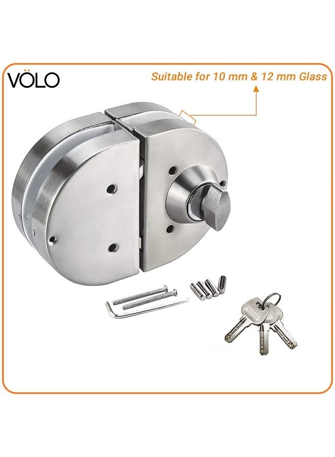 Volo Volo Premium Stainless Steel Glass to Glass Door Lock with Computerised Brass Keys, One Side Key and One Side Knob (Silver)  - Image 2