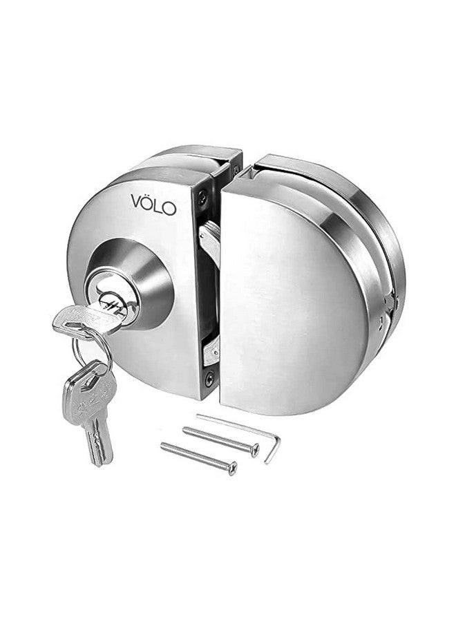 Volo Volo Premium Stainless Steel Glass to Glass Door Lock with Computerised Brass Keys, One Side Key and One Side Knob (Silver)  - Image 1