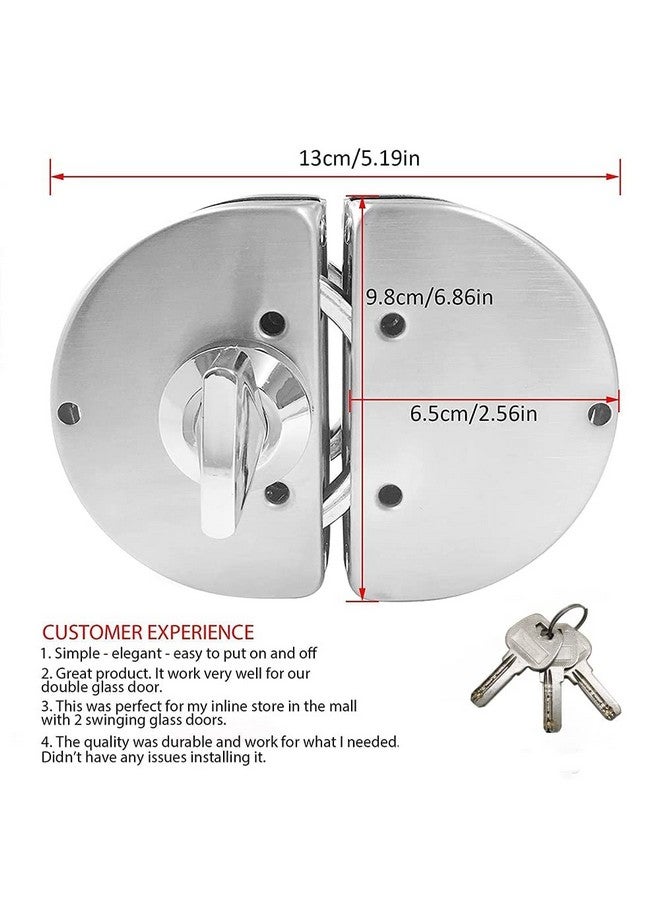 Volo Volo Premium Stainless Steel Glass to Glass Door Lock with Computerised Brass Keys, One Side Key and One Side Knob (Silver)  - Image 3