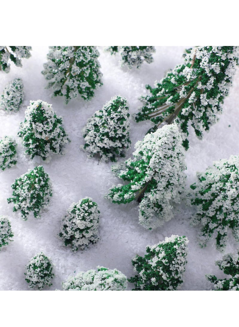 KASTWAVE - 30 Pieces Mini Snow Pine Model Trees 1.97-5.9 Inch, 6 Size Mini Sisal Snow Frost Trees Scenery Trees for Christmas Decoration Winter Ornaments DIY Crafts - Image 1